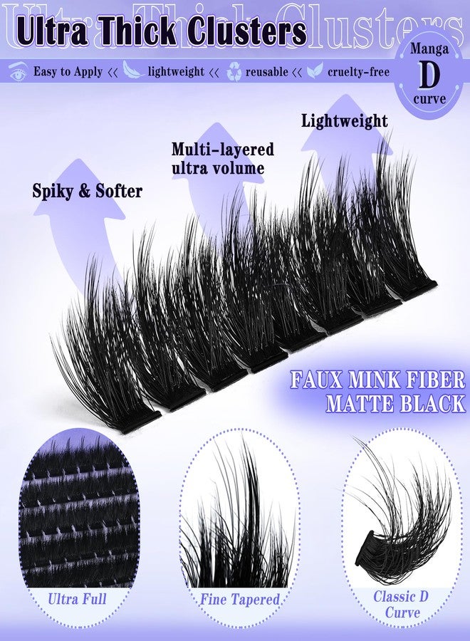 FOINEMYED Spiky Lash Clusters Kit 300D Manga Volume Lash Clusters with Spikes 10-22MM Eyelash Clusters D-Curly DIY Lash Extension Kit Dramatic Spiky Look Eyelash Extension Kit by FOINEMYED - Image 5
